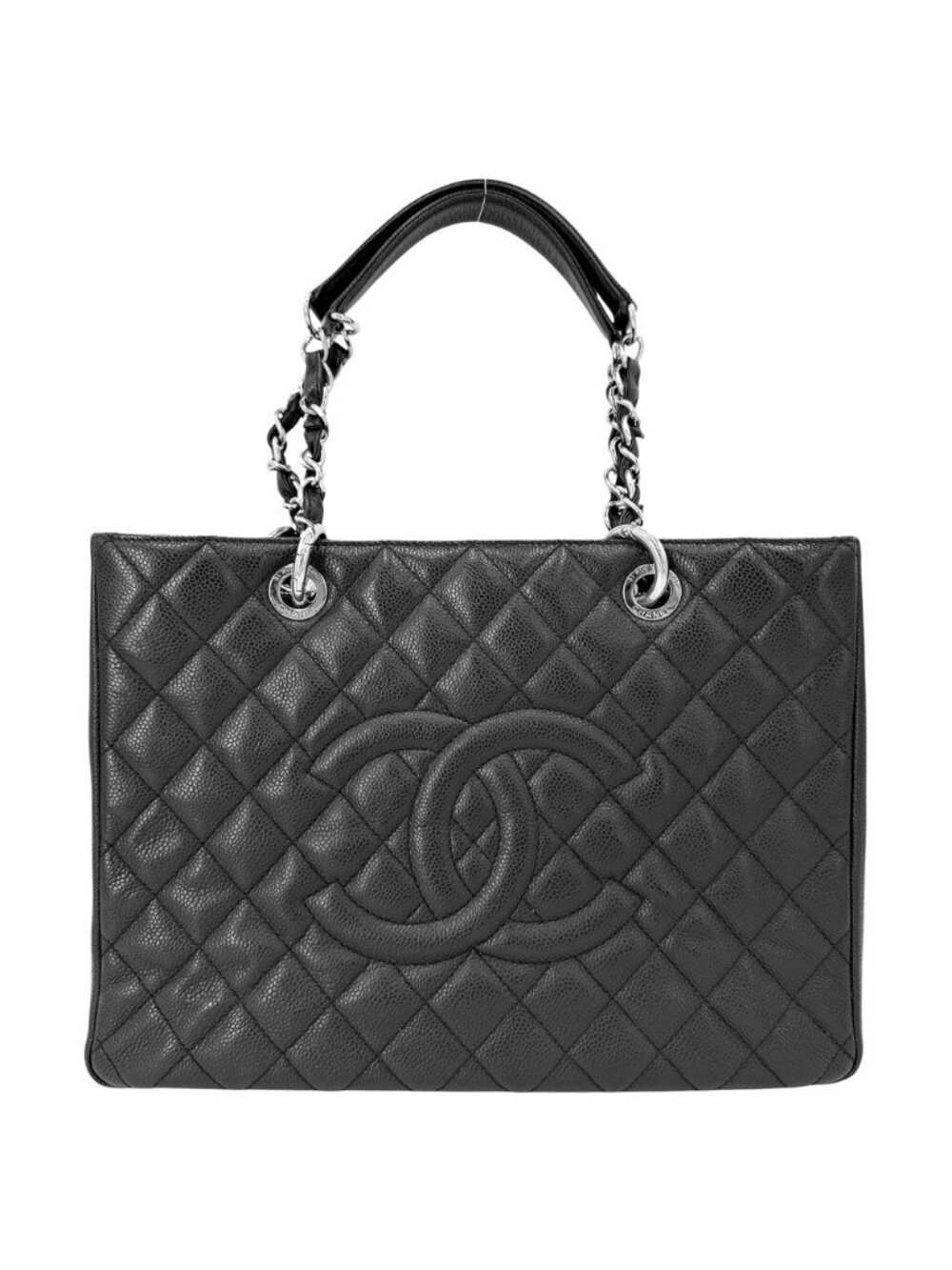 Chanel Handbag Grand Shopping Tote GST Quilted Chain CC Logo Shoulder Caviar
